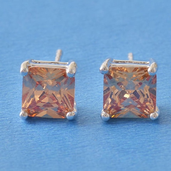 Champagne Jewelry - Unisex Champagne Topaz Stud Earrings
